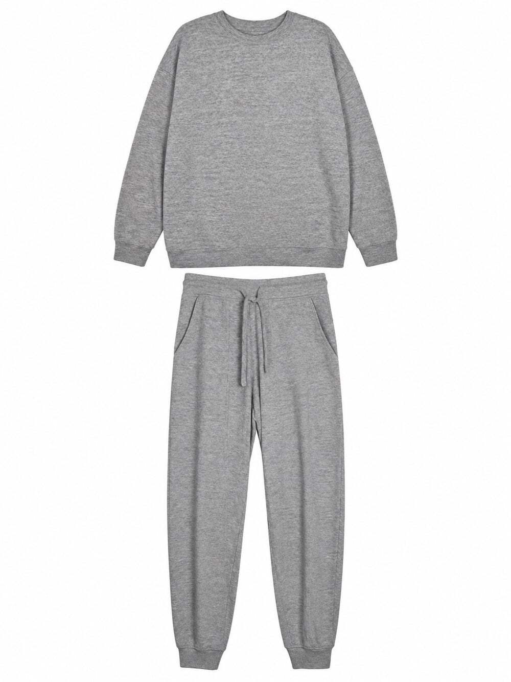 Alo Yoga Soho Crewneck Pullover Sweatpants Lounge Set L Athletic Gray Alolux